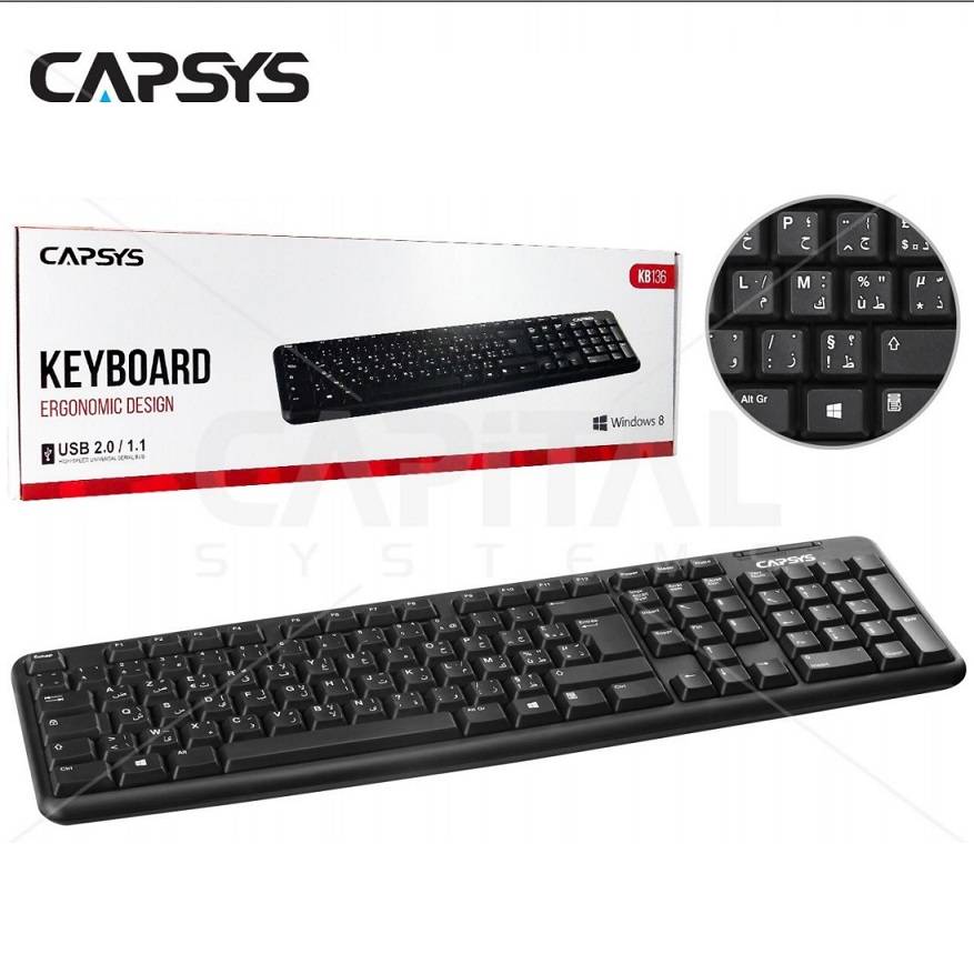Clavier USB Azerty CAPSYS -KB136 - Noir