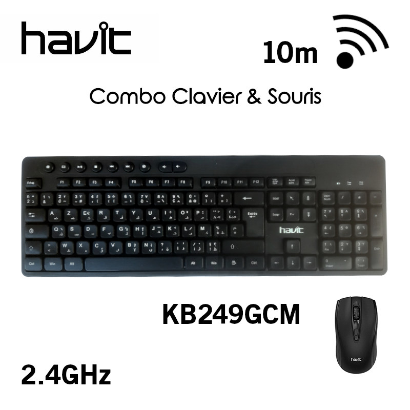 Combo Clavier Souris sans-fil Havit KB249GCM azerty + ar