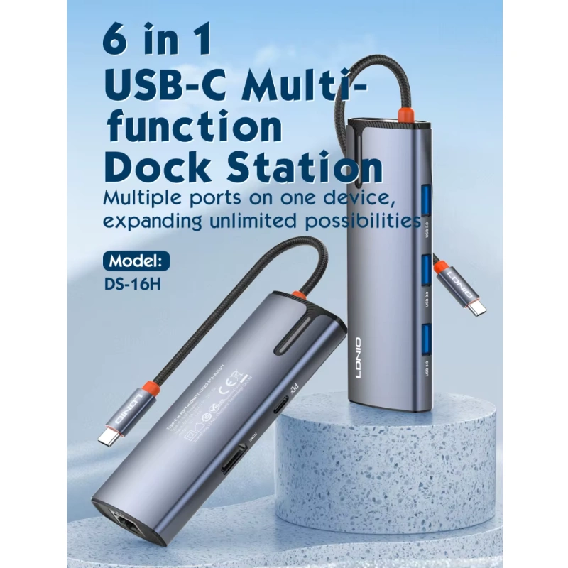 HUB SIYOTEAM 4K HD TYPE C TO RJ45 USB3.0 6IN 1 DS 16H