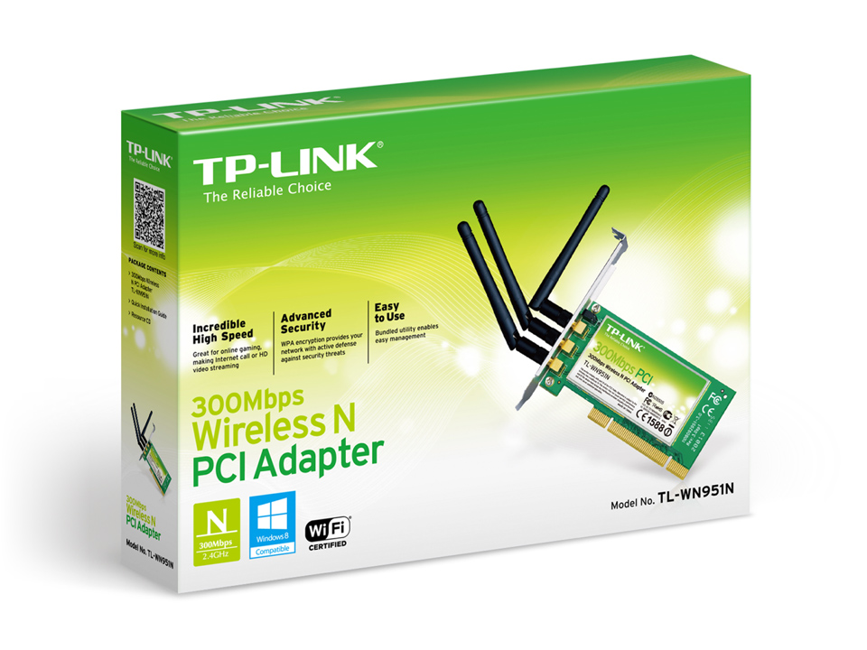 Adaptateur PCI Wi-Fi N 300Mbps TP-LINK TL-WN951N